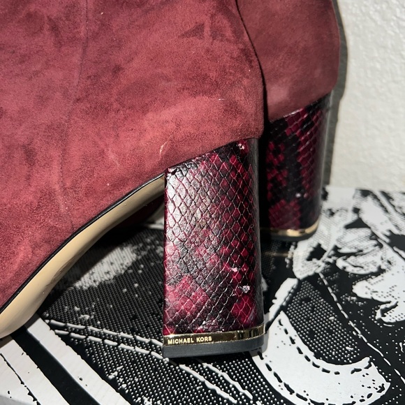 Michael Kors Burgundy Heeled Snake Boots - Picture 4 of 6